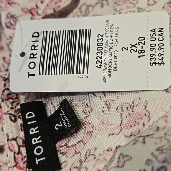 Torrid - Sophie Challis Lattice Cami in Monochromatic Boho Dew & Pink Floral - Picture 7 of 14